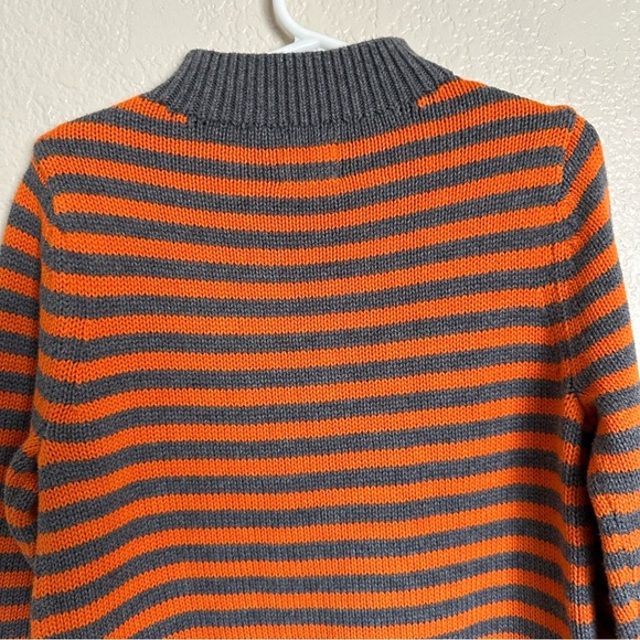 Mini Boden Kid's Cotton Knit Striped Orange and Gray Sweater Size 5-6Y - Picture 5 of 7